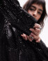 Topshop oversized sequin shirt in black