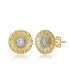 ფოტო #1 პროდუქტის Stylish 14K Gold Plated and Cubic Zirconia Floral Stud Earrings