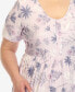 ფოტო #3 პროდუქტის Plus Size Floral Short Sleeve Knee Length Dress