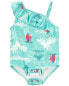 Baby Beach Print Ruffle Swimsuit 24M