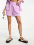 Фото #1 товара Lindex beach high waist cheesecloth textured short co-ord in lilac