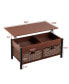 Фото #9 товара Brown Metal Coffee Table with Lifting Table & Storage