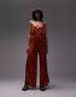 Фото #2 товара Topshop strappy slinky wide leg jumpsuit in print