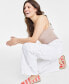 Фото #2 товара Women's White High Rise Utility Cargo Jeans, Created for Macy's