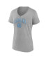 Фото #3 товара Women's Heather Gray North Carolina Tar Heels Evergreen Campus V-Neck T-shirt