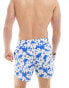 ASOS DESIGN swim shorts in short length in blue floral print