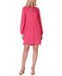 ფოტო #1 პროდუქტის Petite Long-Sleeve Pleated Neck-Tie Dress