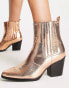 Glamorous western ankle boots in bronze exclusive to ASOS Бронзовый, 37 - фото #4