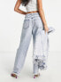 Фото #3 товара Signature 8 co-ord ripped embellished mom jean in light wash