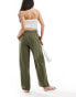 Фото #5 товара JDY wide leg belted linen trousers in khaki