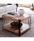 Фото #2 товара Ryegate Natural Live Edge Solid Wood with Metal Cube Coffee Table