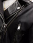 Pimkie distressed faux leather biker jacket in black