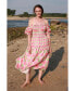 ფოტო #4 პროდუქტის Watermelon Grid Midi Dress