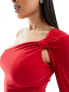 Фото #5 товара ASOS DESIGN one shoulder ruched mini dress in red