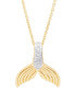 Diamond Accent Mermaid Tail Pendant 18" Necklace in 14K Gold Plate