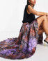 ASOS DESIGN satin pleated midi skirt in purple snake print