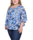 Фото #3 товара Plus Size Chiffon Poncho Top with Ring