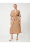 Фото #17 товара Платье женское Koton Oversize Midi с поясом и V-образным вырезом