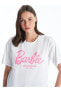 Фото #2 товара Bisiklet Yaka Barbie Baskılı Kısa Kollu Kadın Tişört
