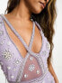Фото #2 товара Starlet mini dress with cross detail and beaded embellishment in lilac