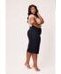 Фото #2 товара Plus Size Denim Midi Skirt with Side Vent