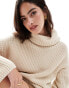 Selected Femme knitted roll neck jumper in cream