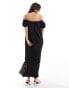 New Look crinkle bardot maxi dress in black