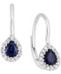 ფოტო #1 პროდუქტის Sapphire (3/4 ct. t.w.) & Diamond (1/8 ct. t.w.) Teardrop Halo Drop Earrings in 14k White Gold