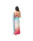 ფოტო #2 პროდუქტის Women's Pink and Blue Shaded Silk Pre-Draped Saree with Hand Embroidered Blouse