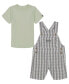 ფოტო #1 პროდუქტის Baby Boys Check Poplin Shortall and Short Sleeve T-shirt, 2 Piece Set