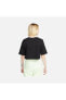 Фото #2 товара Sportswear Cropped Short-Sleeve Kadın Tişört, Kadın Siyah Crop T-Shirt