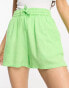 Фото #4 товара ASOS DESIGN Petite pull on short with linen in apple green