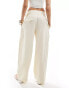 Mango linen mix buckle detail co-ord trousers in white