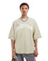 Dr Denim Curtis oversized fit around the world embossed t-shirt in bean around green