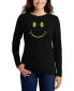 ფოტო #1 პროდუქტის Women's Be Happy Smiley Face Word Art Long Sleeve T-shirt