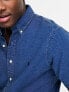 Polo Ralph Lauren icon logo short sleeve seersucker shirt custom fit in dark indigo