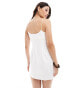 Фото #8 товара ASOS DESIGN strappy mini dress with contrast buttermilk trim in white