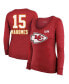 ფოტო #1 პროდუქტის Women's Threads Patrick Mahomes Red Kansas City Chiefs Super Bowl LVIII Scoop Name and Number Tri-Blend Long Sleeve T-shirt