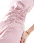 Vila Bridesmaid satin ruched side maxi dress in light pink