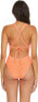 BECCA Line in The Sand Lainey Textured Rib Plunge One-Piece Nectar Sz LG 303932