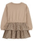 Toddler Leopard Ruffle Long-Sleeve Dress 4T