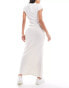 Stradivarius linen look maxi slip skirt in natural