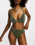 Фото #1 товара ASOS DESIGN Fuller Bust mix and match glitter halter mono wire bikini top in green