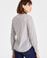 ფოტო #2 პროდუქტის Women's Tie-Neck Long-Sleeve Smocked-Cuff Top, Created for Macy's