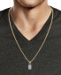 ფოტო #2 პროდუქტის Men's Black & White Cubic Zirconia Dog Tag 22" Pendant Necklace in Sterling Silver, 14k Gold-Plate, & Black Rhodium-Plate