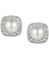 ფოტო #3 პროდუქტის Cultured Freshwater Pearl (6mm) and Diamond (1/4 ct. t.w.) Stud Earrings in 14k White Gold