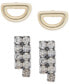 ფოტო #1 პროდუქტის Two-Tone 2-Pc. Set Half-Circle & Crystal Stud Earrings