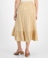 ფოტო #2 პროდუქტის Petite Cotton Textured High-Low Midi Skirt