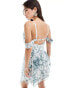 Фото #2 товара ASOS DESIGN chiffon mini dress with satin corset detail in blue floral