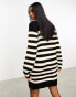 Threadbare Evie midi jumper dress in black and white stripe